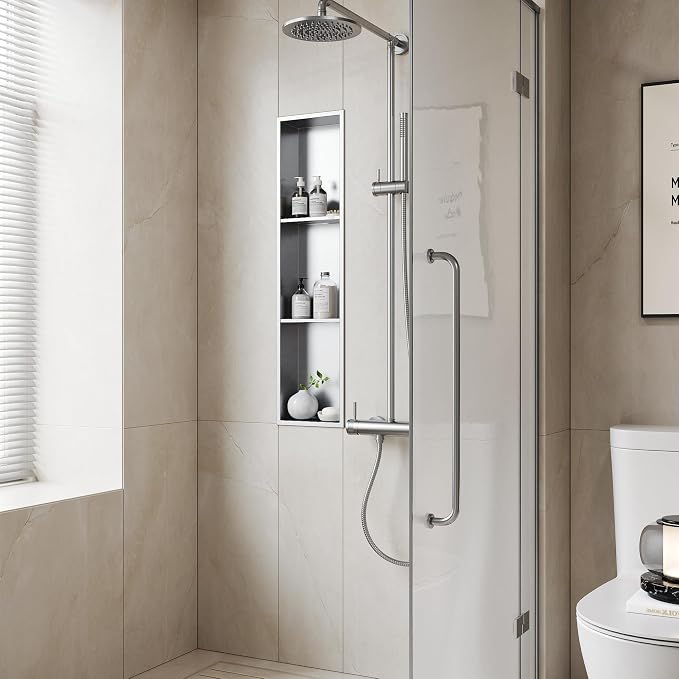 Neodrain 8X36 Inch Brushed Three Layers Stainless Steel Shower Niche, NO Tile - Image 2