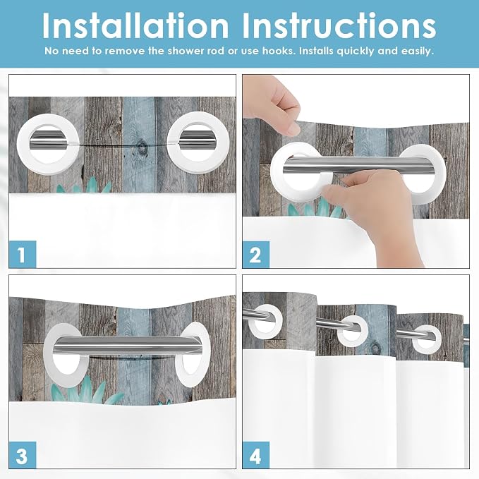 No Hook Rustic Farmhouse Shower Curtain - Image 5