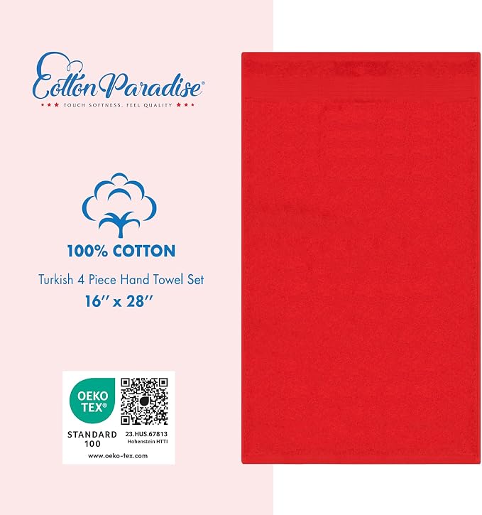 Cotton Paradise Hand Towels for Bathroom, 100% Cotton Turkish 4 Piece Hand - Image 5