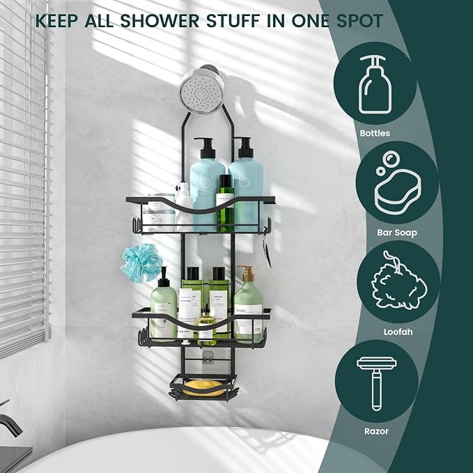 Shower Caddy Hanging Adjustable Shower Caddy, Rustproof Shower Organizer - Image 8
