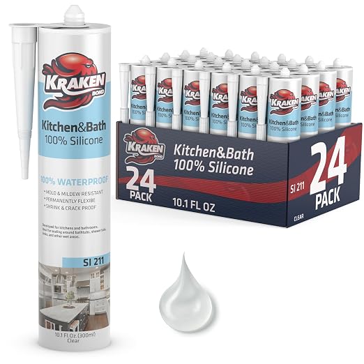 Kraken Bond Premium Kitchen and Bathroom Silicone Caulk Clear by KRAKENBOND