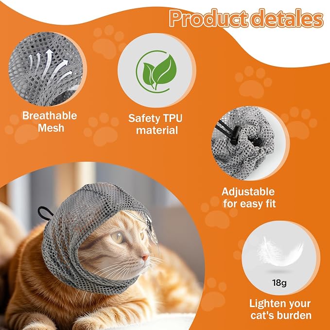 Adjustable Cat Muzzle for Grooming and Biting Prevention, Breathable TPU - Image 4