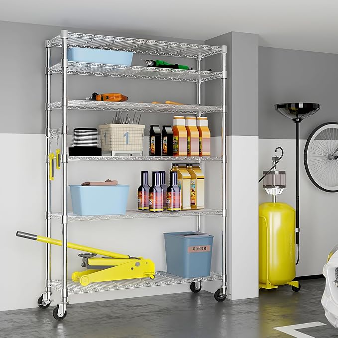 6 Tier Storage Racks Shelving, Heavy Steel Pantry Shelves, Adjustable Wire - Image 2