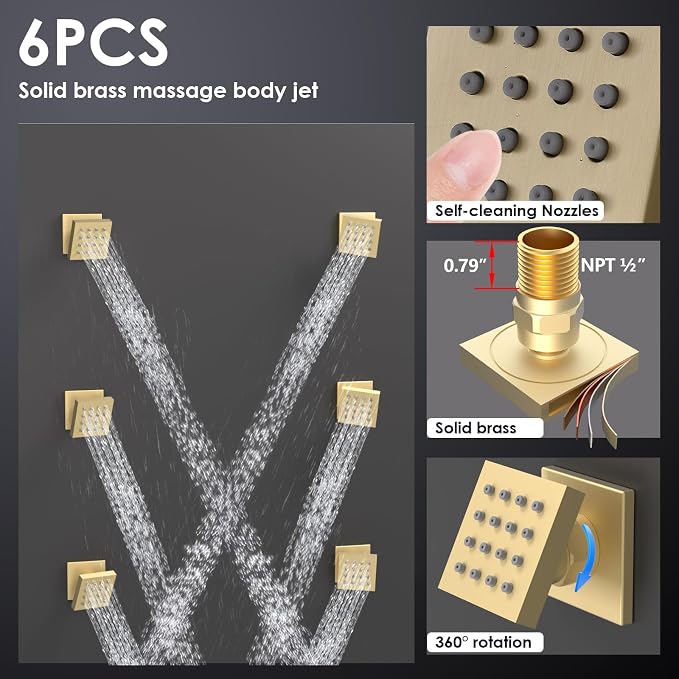 Enga Brushed Gold Rain Shower System - Image 4