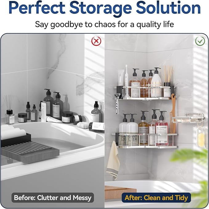 YASONIC Corner Shower Caddy Organizer, Large Capacity Shower Storage Rack - Image 8