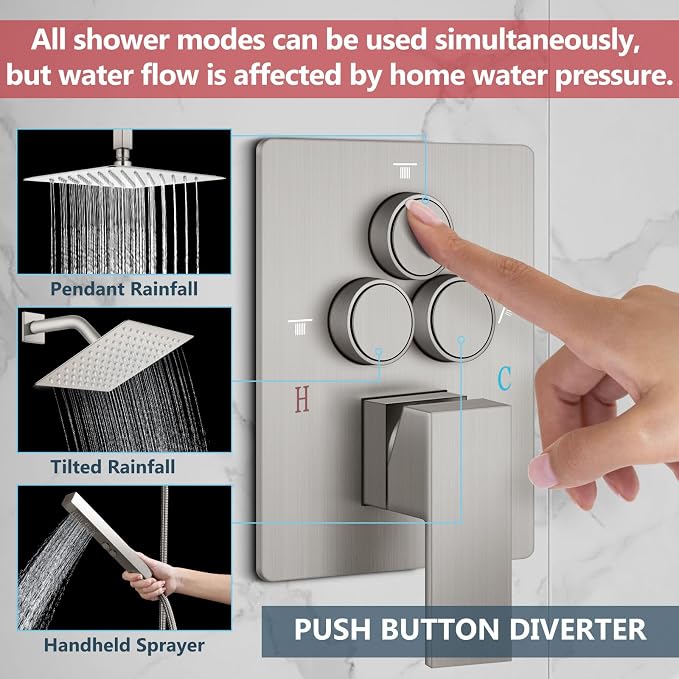 Aolemi Shower Faucet Set Ceiling Mount Shower System Rough-in Valve and Shower - Image 2