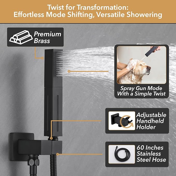 VANFOXLE Shower Faucet Set Matte Black Shower System, Shower Faucet - Image 4