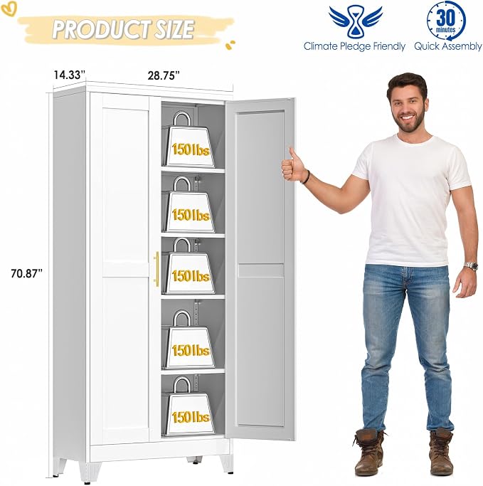 71" Tall Metal Storage Cabinet - Image 2