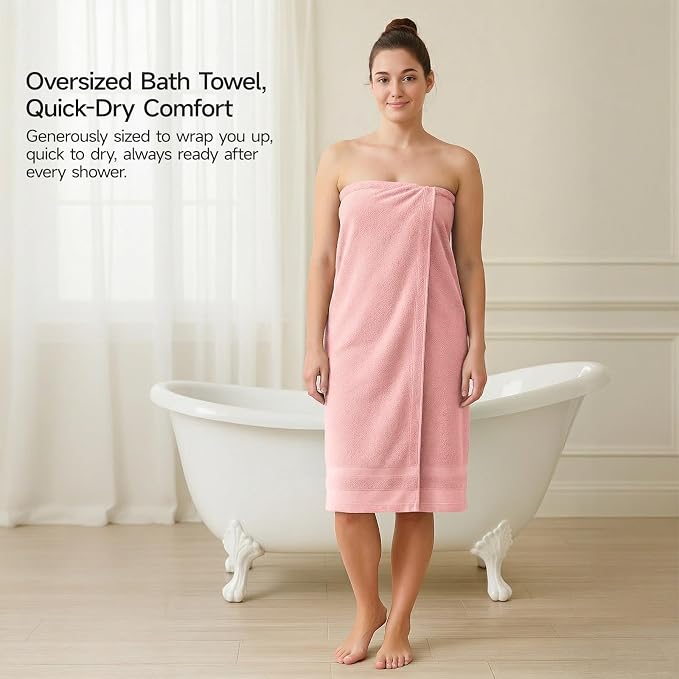 REDKISS 100% Cotton Bath Towels Set of 2, Extra Large Bath Sheets 35 X 70 Inches - Image 3