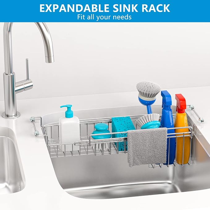 Over The Kitchen Sink Caddy Sponge Holder Organizer Drying Rack Expandable - Image 2