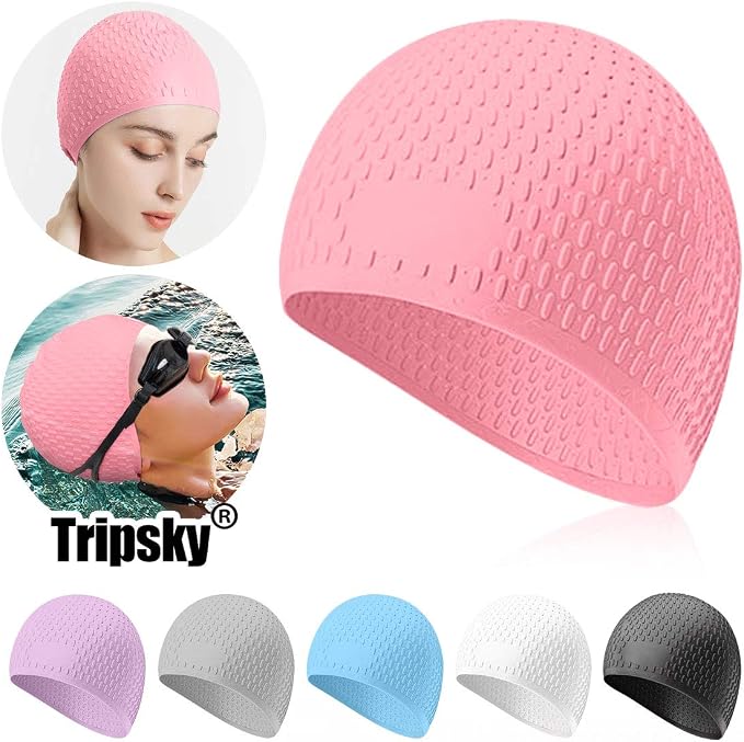 Tripsky Silicone Swim Cap, Comfortable Bathing Cap Ideal - Image 8