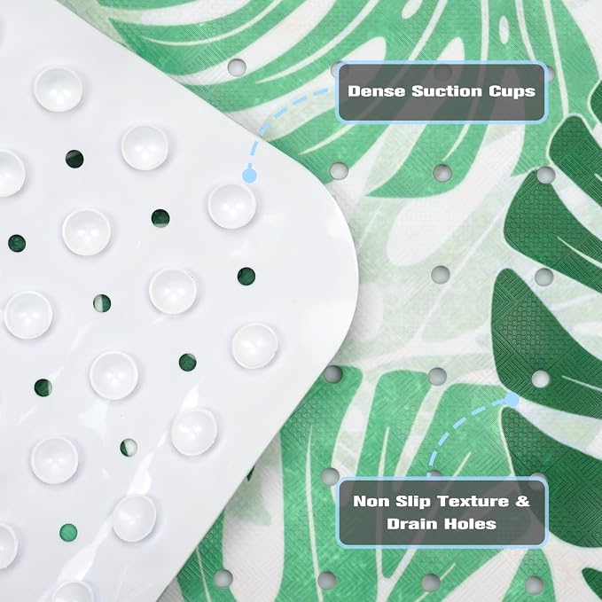 Tropical Leaves Bathtub Mat Non Slip, Boho Bath Tub Mat Baby Bath Mats - Image 3