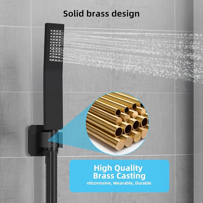 Bathroom Shower Faucet Set，12 Inch Rain Shower Head - Image 5