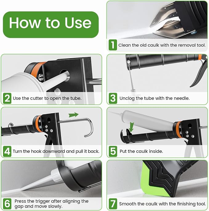 Professional Caulk Gun Kit - 5 in 1 Caulking Tool Set - Image 8