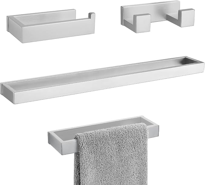 Brushed Nickel 4-Piece Bathroom Hardware Accessories Set, Bathroom Hardware Set by LairuierBathroomHardwareSet