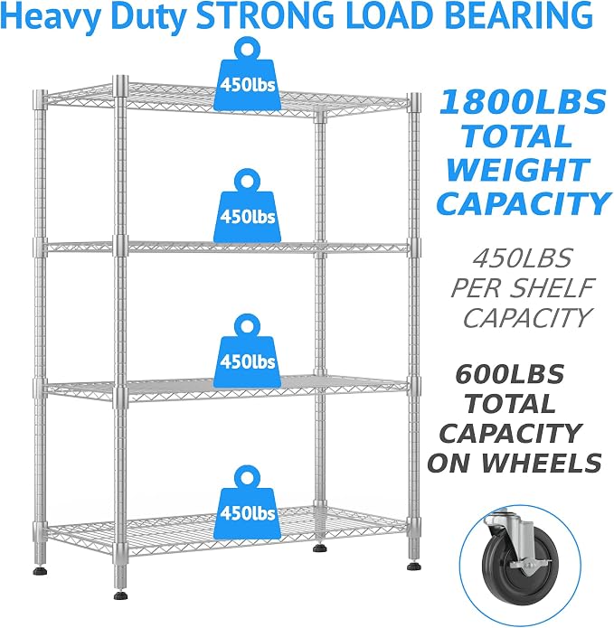 Homdox 4 Tier Heavy Duty Metal Shelves - Image 5