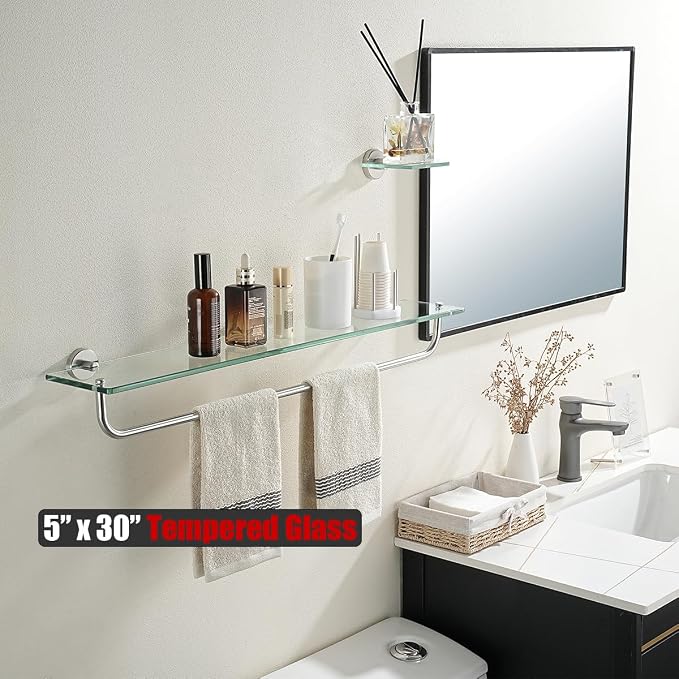 JQK Bathroom Glass Shelf, Shelf - Image 6