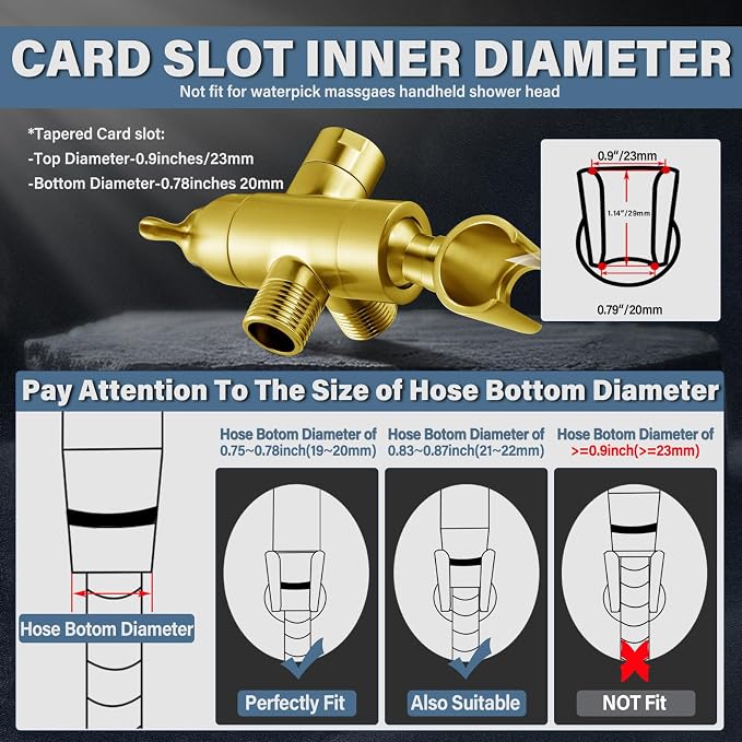 Metal Shower Arm Diverter with Handheld Mount, G1/2" 3-Way Shower Diverter - Image 6