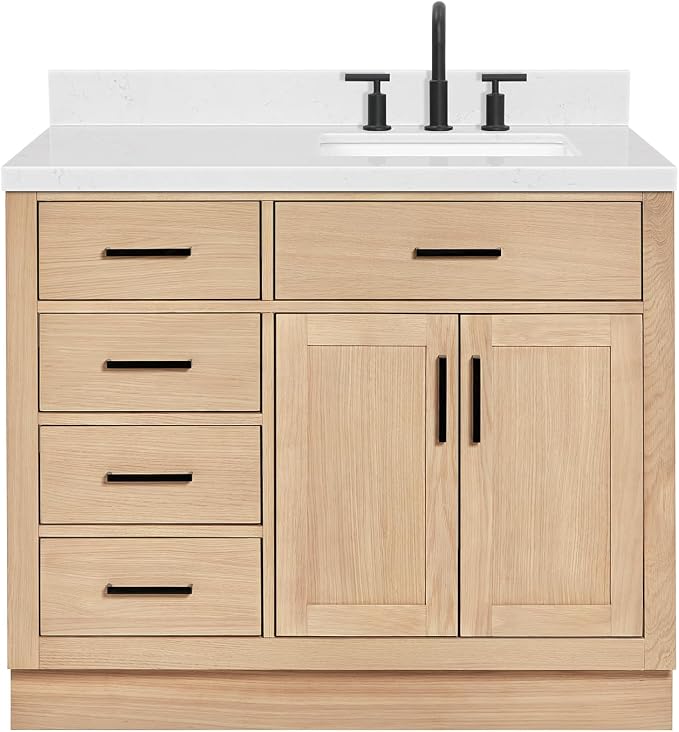 ARIEL Hepburn 42" Inch Oak Single Bathroom Vanity by Ariel