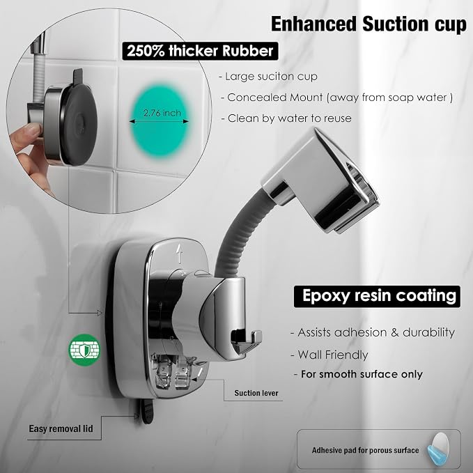 Suction Cup Handheld Shower Head Holder - Image 3