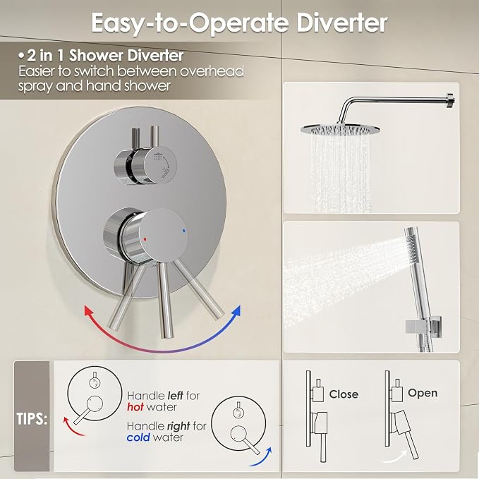 Gabrylly Shower System, Wall Mounted Shower Faucets Set - Image 5