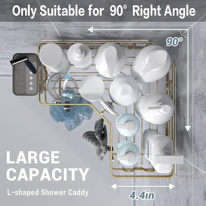 Corner Shower Caddy Organizer Shelf: 2Pack Adhesive Shower Rack, No Drilling - Image 3