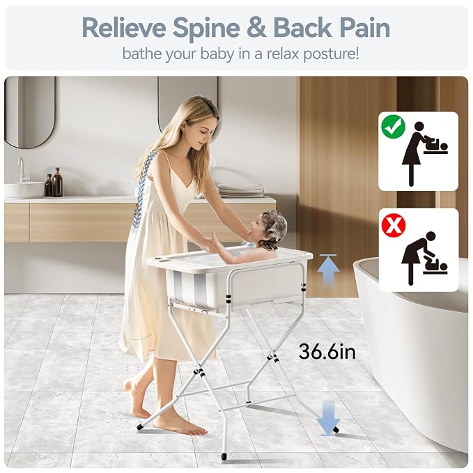 Collapsible Baby Bathtub with Stand - Image 2