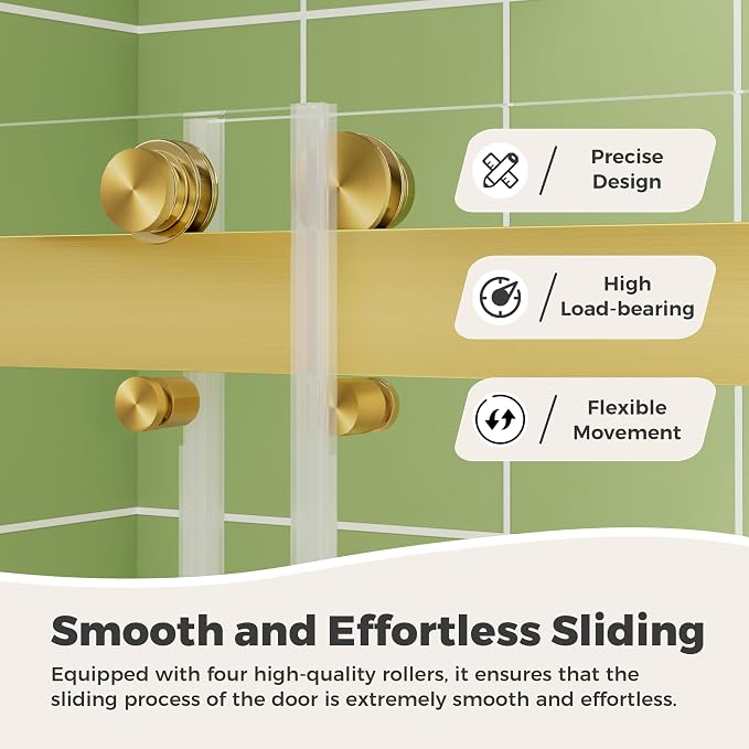 DELAVIN 56-60" W x 75" H Double Sliding Shower Door, 1/4" SGCC Tempered Glass - Image 3