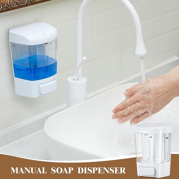 Hushee 4 Pcs Plastic Wall Mounted Soap Dispenser Commercial Manual Soap - Image 4