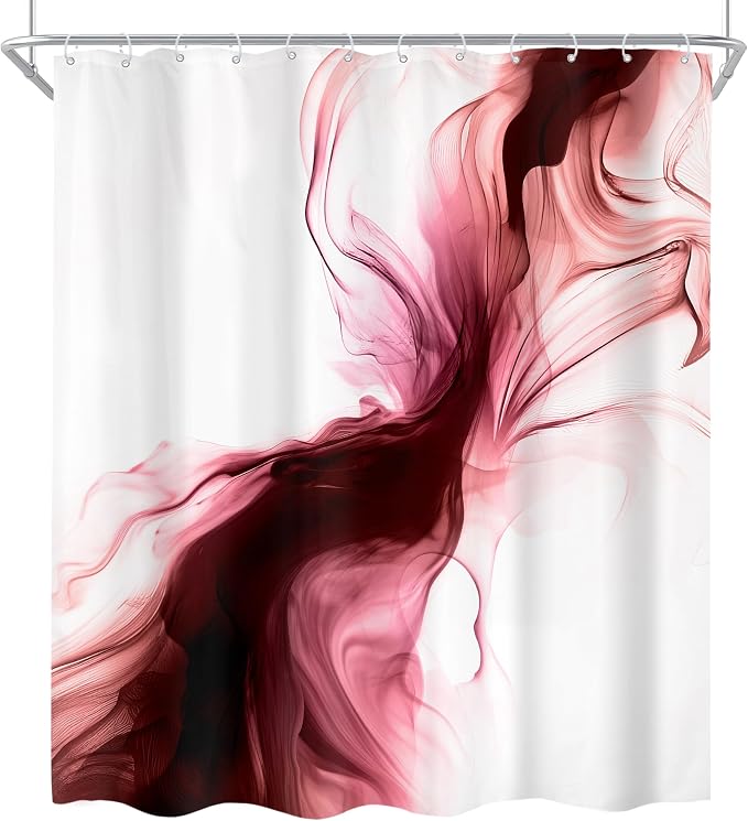 Cinbloo Red Burgundy Shower Curtain 60Wx72H Abstract Marble Ombre Modern Ink - Image 7