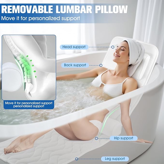 Full Body Bath Pillow for Bathtub, Luxury Thick Bath Cushion for Soaking Tub - Image 4