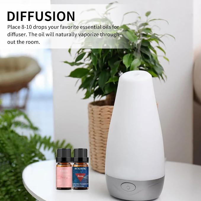 BURIBURI Rose Oil and Peony Essential Oil Set 2 Pack, 100% Pure Diffuser Rose - Image 5