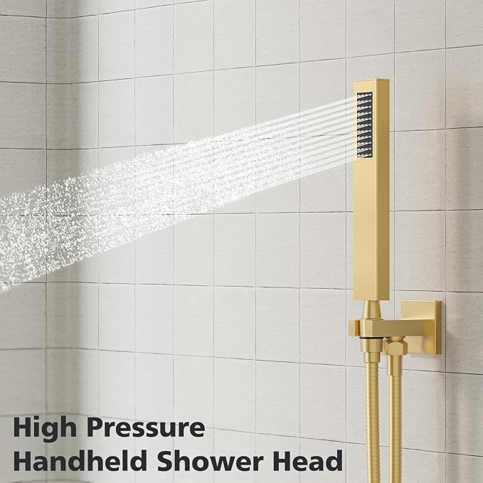 Gabrylly Gold Shower System, High-Pressure 10" Stainless Steel Rain Showerhead - Image 4
