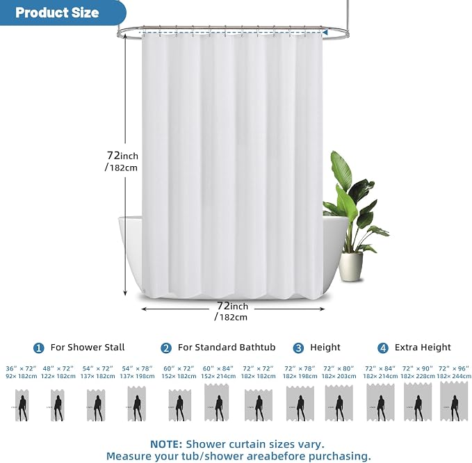 2-in-1 Waterproof Fabric Shower Curtain - Image 3