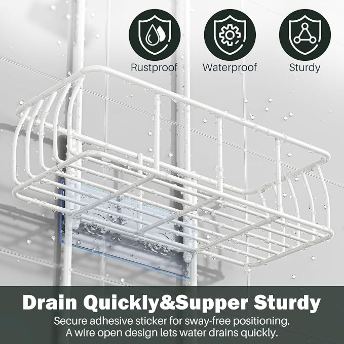Epicano Shower Caddy Hanging, Anti-Swing Over Head Shower Caddy Rustproof - Image 3