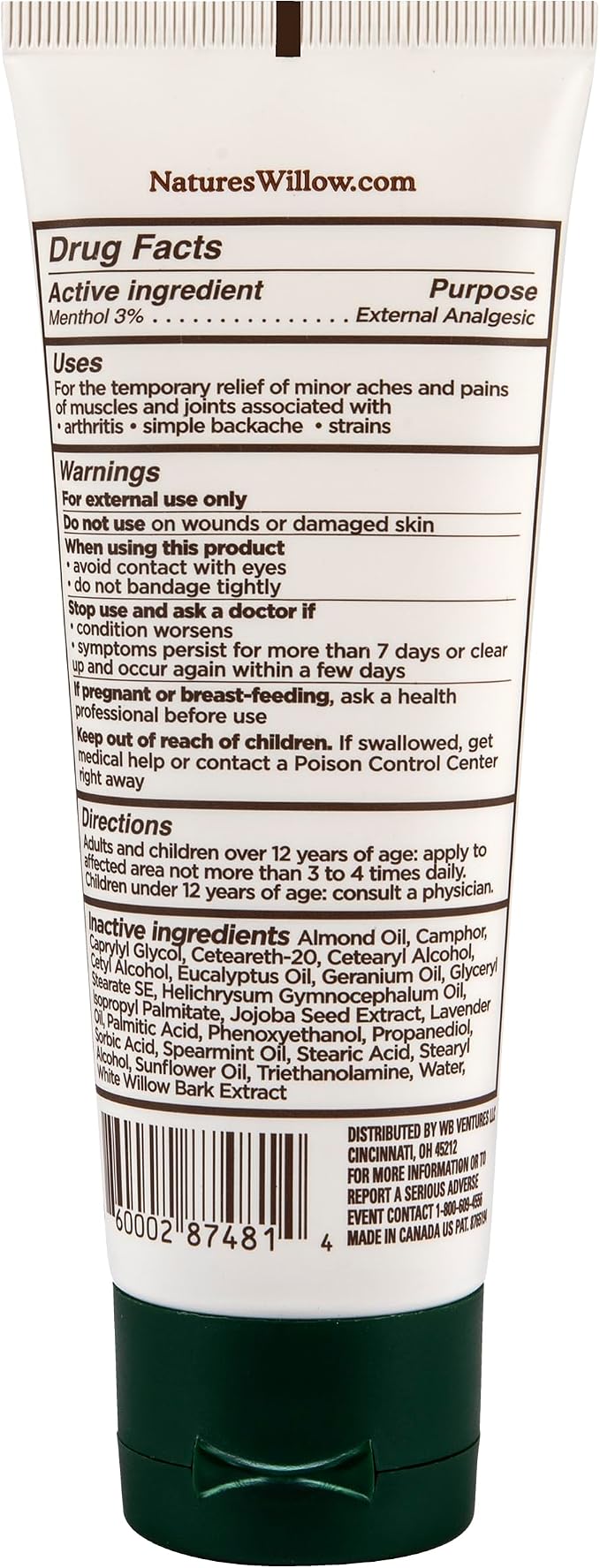 Nature's Willow Willow Balm Natural Pain Relief Cream - Image 6
