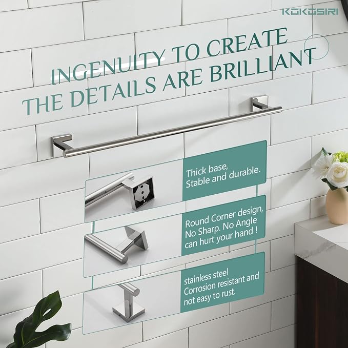 KOKOSIRI Bath Towel Bar Bathroom Towel Holder - Image 6