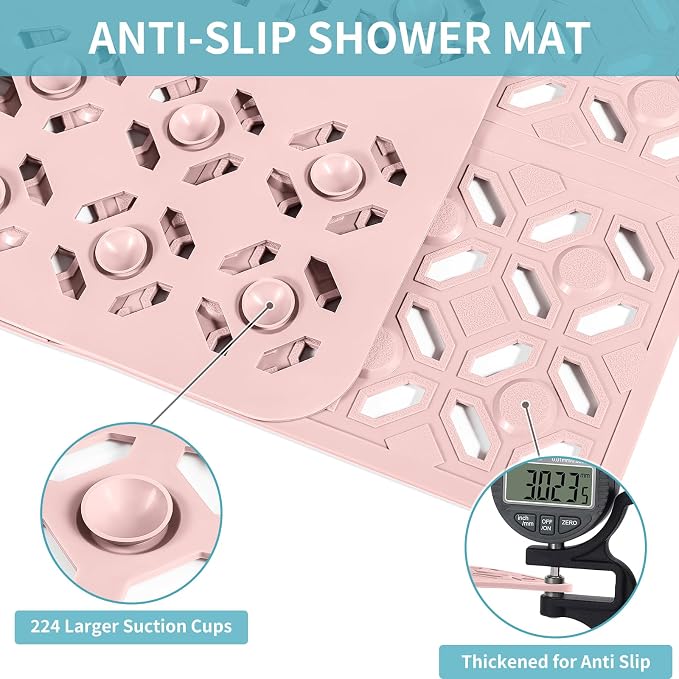OTHWAY Square Shower Mat, TPE Anti Slip Shower mat - Image 2