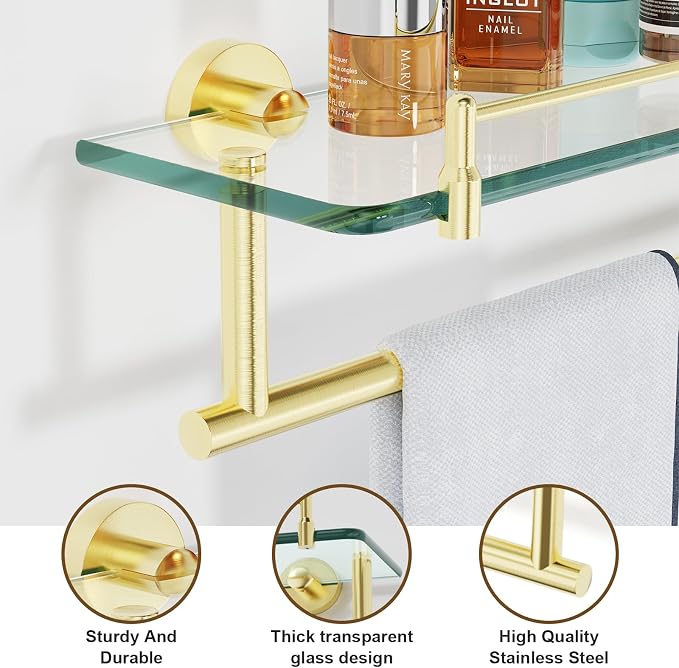 Towel Rack with Tempered Glass Shelf - Image 5