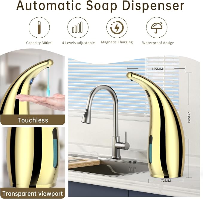 Automatic Soap Dispenser Touchless, 300ML Hand & Dish Countertop Electric - Image 2