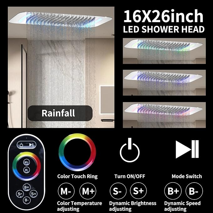 Shower System 16X26 inch Ceiling Mounted Shower Faucet Set - Image 2