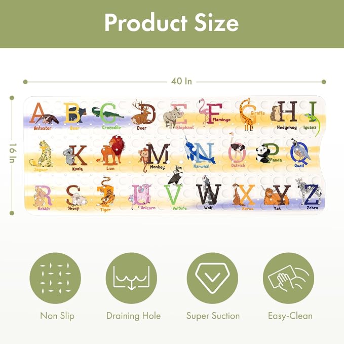 AmazerBath Baby Bath Mat Non Slip, Cartoon Kids Bath Mat - Image 3