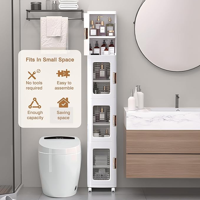 VECELO 4-Tier Tall Narrow Storage Cabinet - Image 3