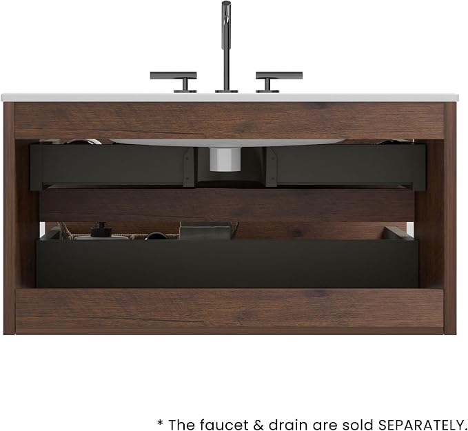36" Bathroom Vanity with Sink, Modern Floating Vanity with Double Soft Closing - Image 8