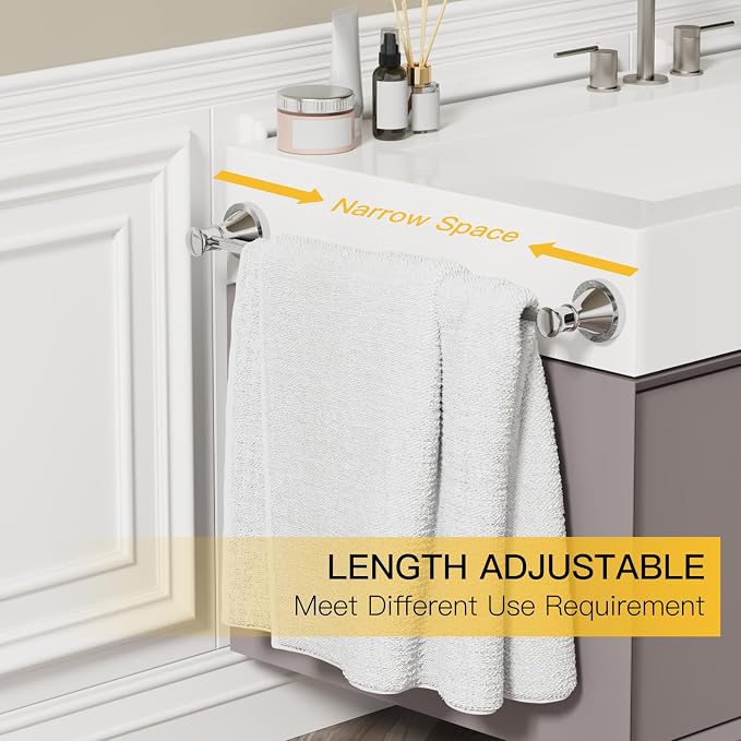 BESy Adjustable 16 to 26 Inch Bath Towel Bar Rack - Image 2