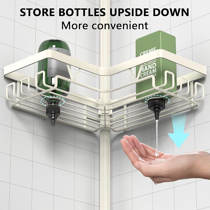 Corner Shower Caddy Tension Pole, 4-Tier Adjustable Corner Shower Caddy - Image 4