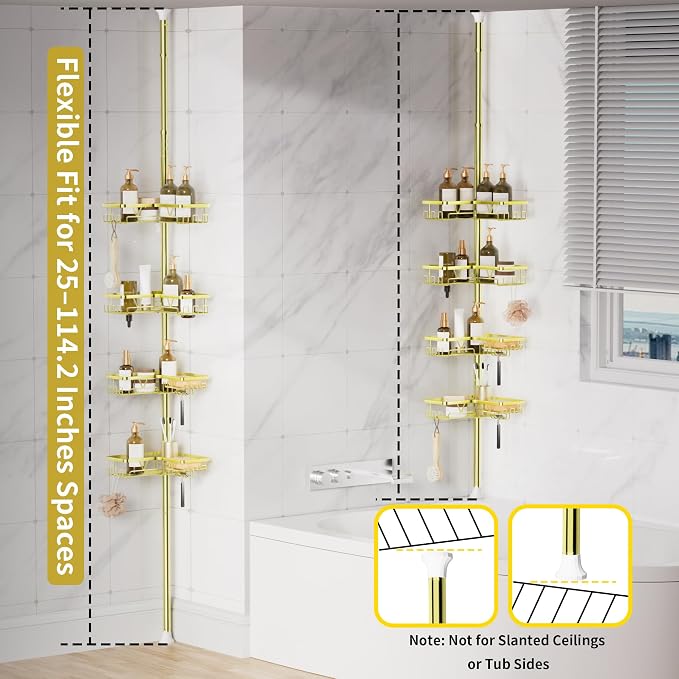 KEGII Corner Gold Shower Caddy Tension Pole - Image 7