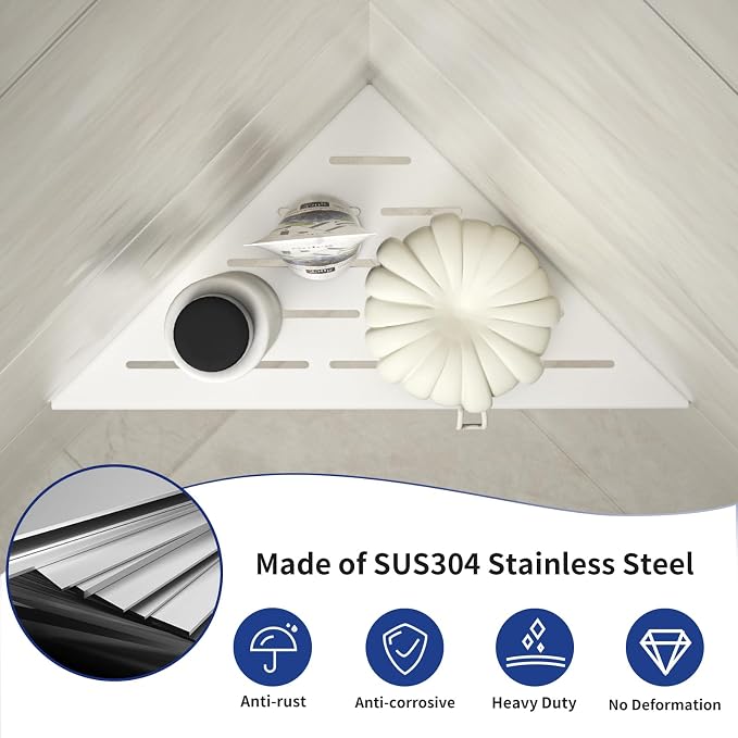 Corner Shower Shelf, 304 Stainless Steel - Image 2