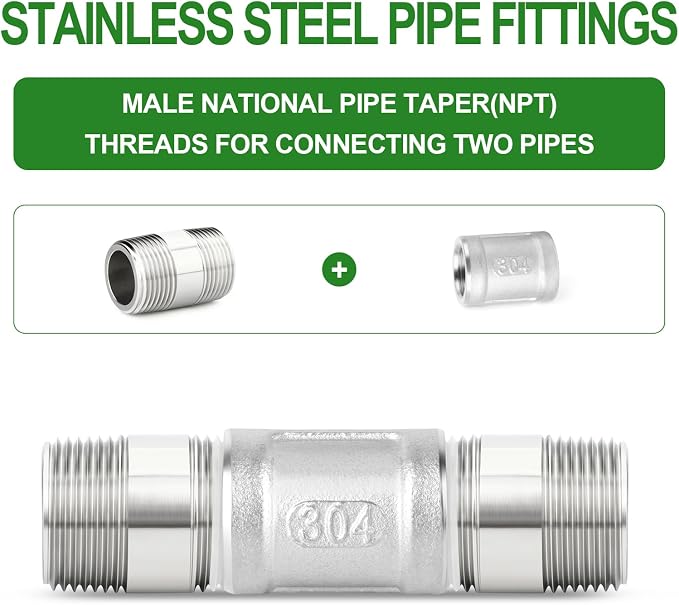 TAISHER 2PCS Stainless Steel Pipe Fittings, 3/4" NPT Male x 3/4" NPT Male - Image 6