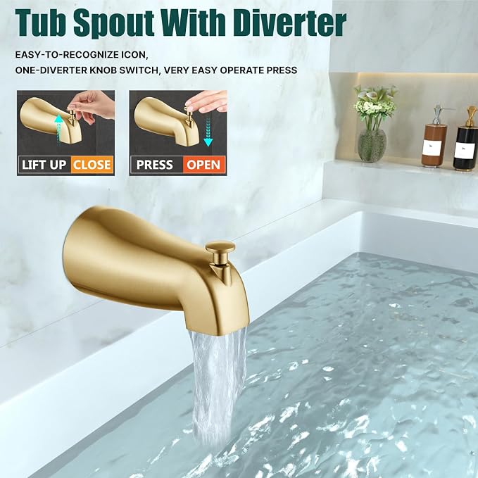 Heyalan Bathtub Shower Faucet Set, 6 Inch Square Trim Kit - Image 5